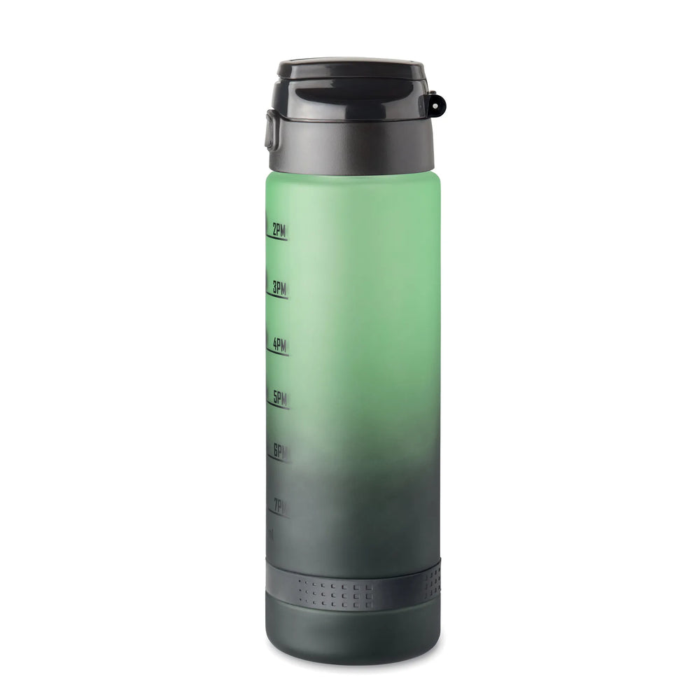 rpet sportwaterfles 1 liter tijdsaanduiding flip top groen links  192409