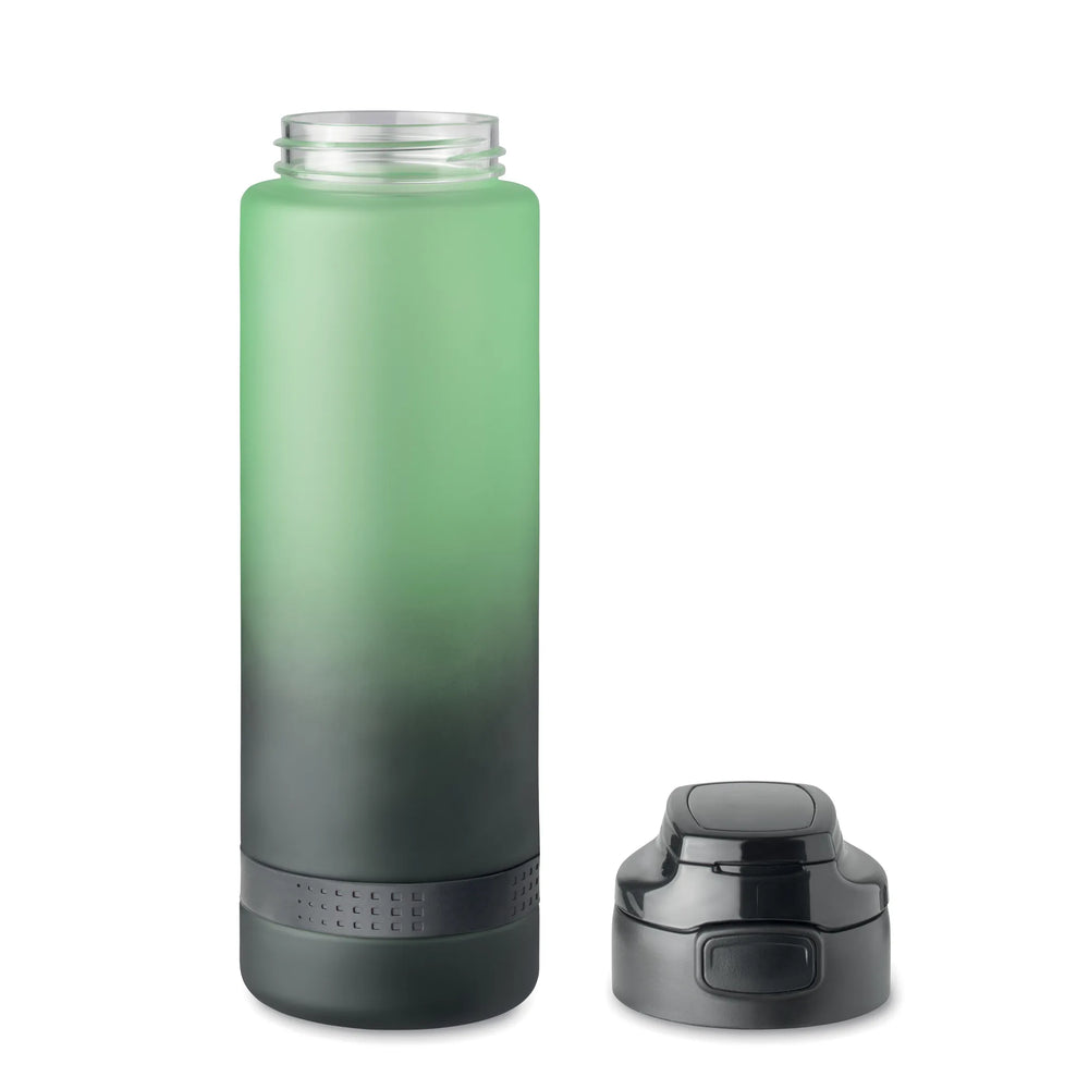 rpet sportwaterfles 1 liter tijdsaanduiding flip top groen achterkant  192409