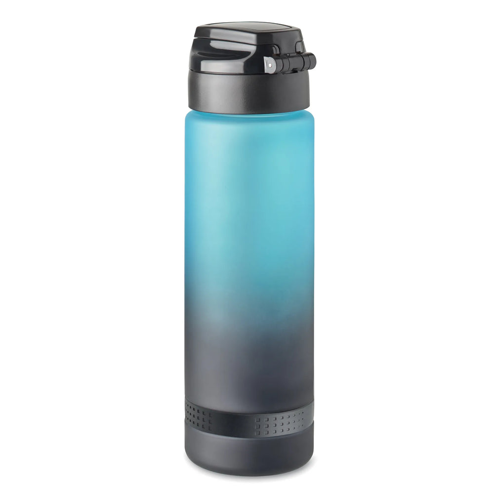rpet sportwaterfles 1 liter tijdsaanduiding flip top Turquoise achterkant 192409