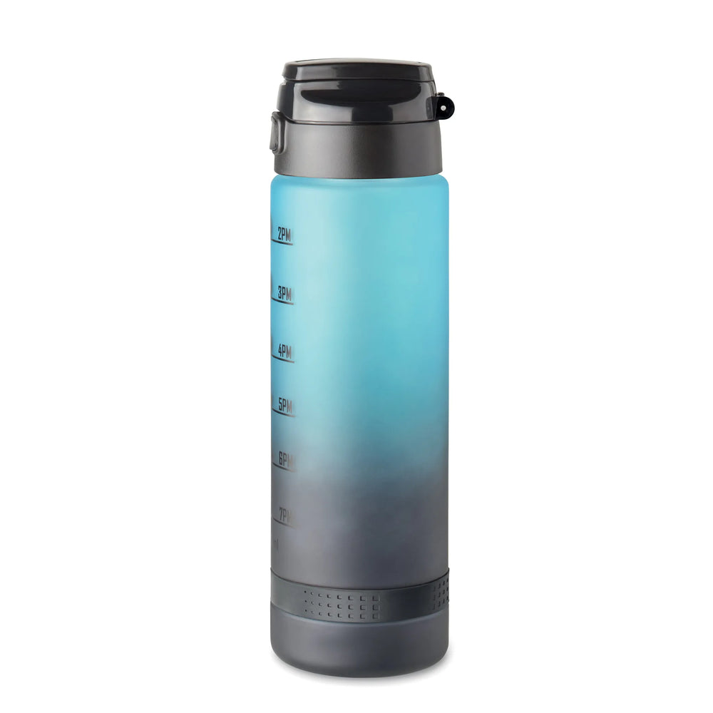 rpet sportwaterfles 1 liter tijdsaanduiding flip top Turquoise zijkant 192409
