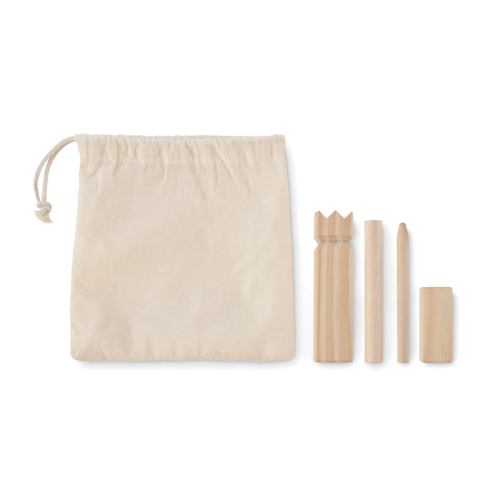 Klein werpspel dennenhout katoenen trekkoordtas picture1 192433