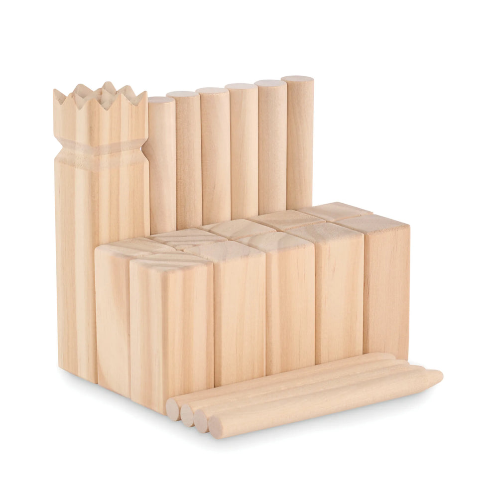 Klein werpspel dennenhout katoenen trekkoordtas side 192433