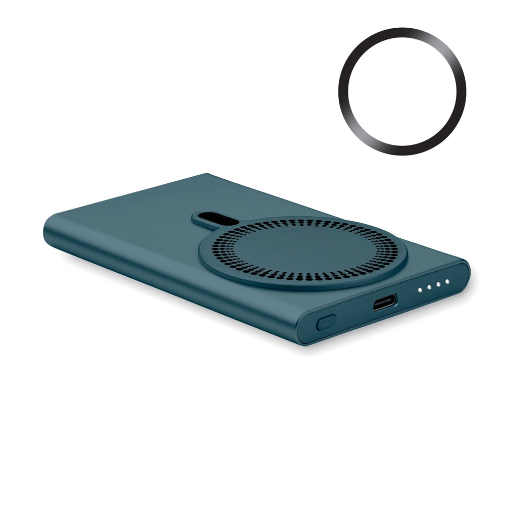 Magnetische draadloze oplader en powerbank 5000 mAh, Blauw - 192442