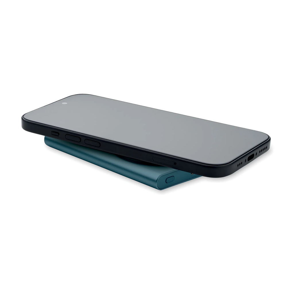 Magnetische draadloze oplader en powerbank 5000 mAh met smartphone, Blauw - 192442