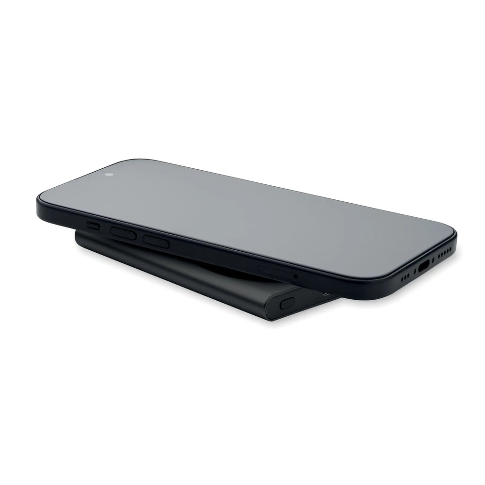 Magnetische draadloze oplader en powerbank 5000 mAh met smartphone, Zwart - 192442