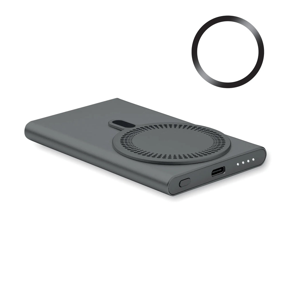 Magnetische draadloze oplader en powerbank 5000 mAh, Titanium - 192442