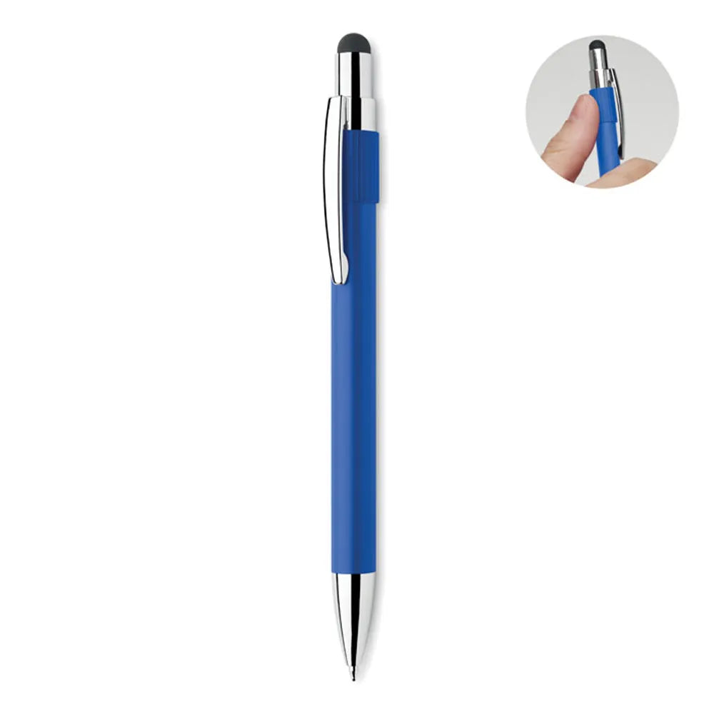 Stylus spinner balpen van gerecycled aluminium detail, Blauw - 192488