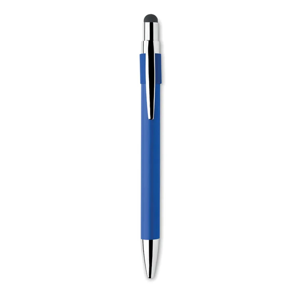 Stylus spinner balpen van gerecycled aluminium met clip zichtbaar, Blauw - 192488
