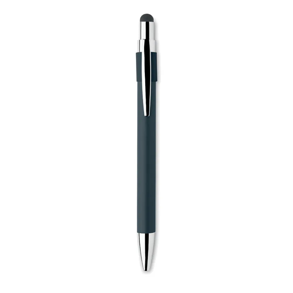 Stylus spinner balpen van gerecycled aluminium met clip zichtbaar, Marineblauw - 192488