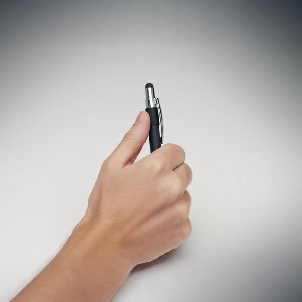 Stylus spinner balpen van gerecycled aluminium sfeerbeeld, Zwart - 192488