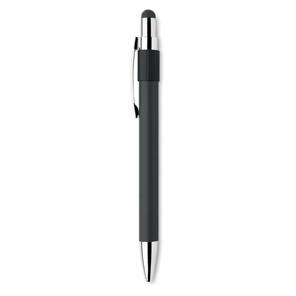 Stylus spinner balpen van gerecycled aluminium zijaanzicht, Zwart - 192488