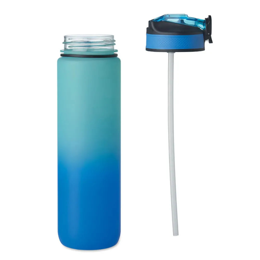 Essentix activate rPET sportwaterfles 1 liter met tijdsaanduiding, Blauw en turquoise - 192489