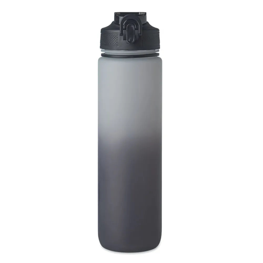 Essentix activate rPET sportwaterfles 1 liter met tijdsaanduiding, Grijs en zwart - 192489