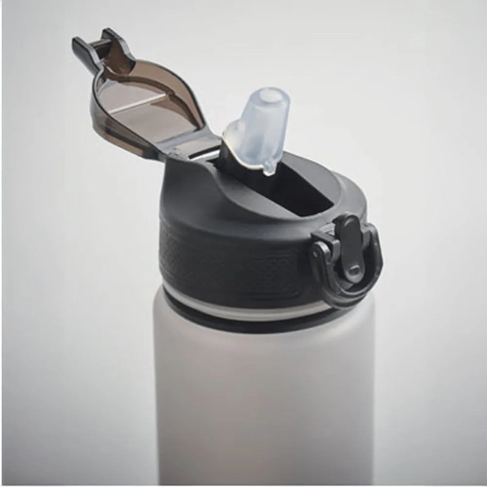 Essentix activate rPET sportwaterfles 1 liter met tijdsaanduiding, Grijs en zwart - 192489