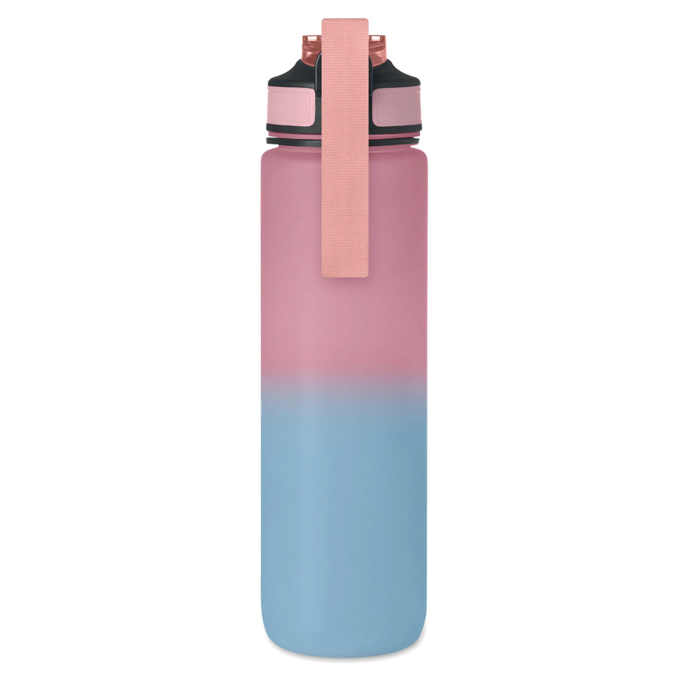 Essentix activate rPET sportwaterfles 1 liter met tijdsaanduiding, Roze en lichtblauw - 192489