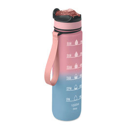Essentix activate rPET sportwaterfles 1 liter met tijdsaanduiding, Roze en lichtblauw - 192489