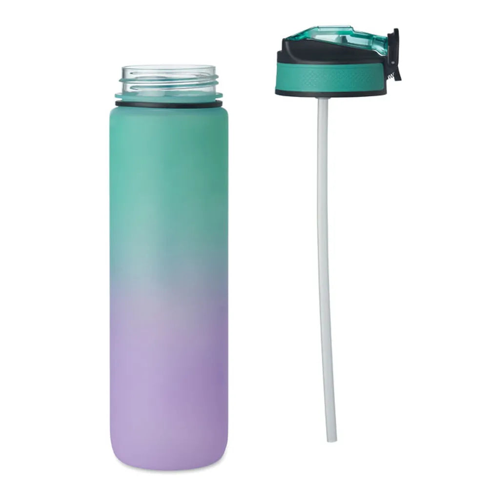 Essentix activate rPET sportwaterfles 1 liter met tijdsaanduiding, Turquoise en paars - 192489