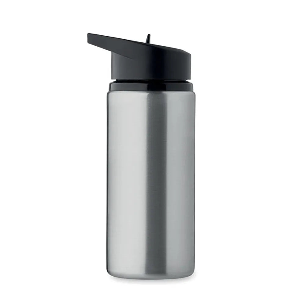 enkelwandige fles van gerecycled roestvrij staal 500ml zilver side 192500