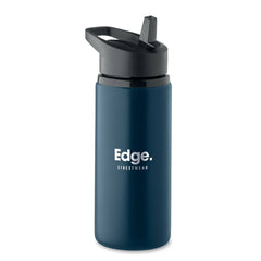 Essentix Gerecyclede RVS Drinkfles 500ml met Rietje - Marineblauw