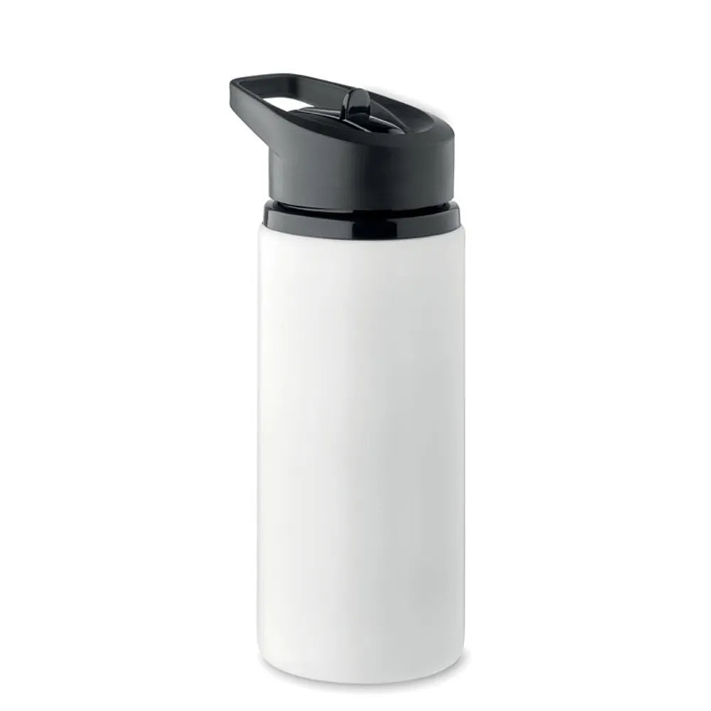 Essentix gerecyclede RVS drinkfles 500 ml met rietje, Wit - 192500