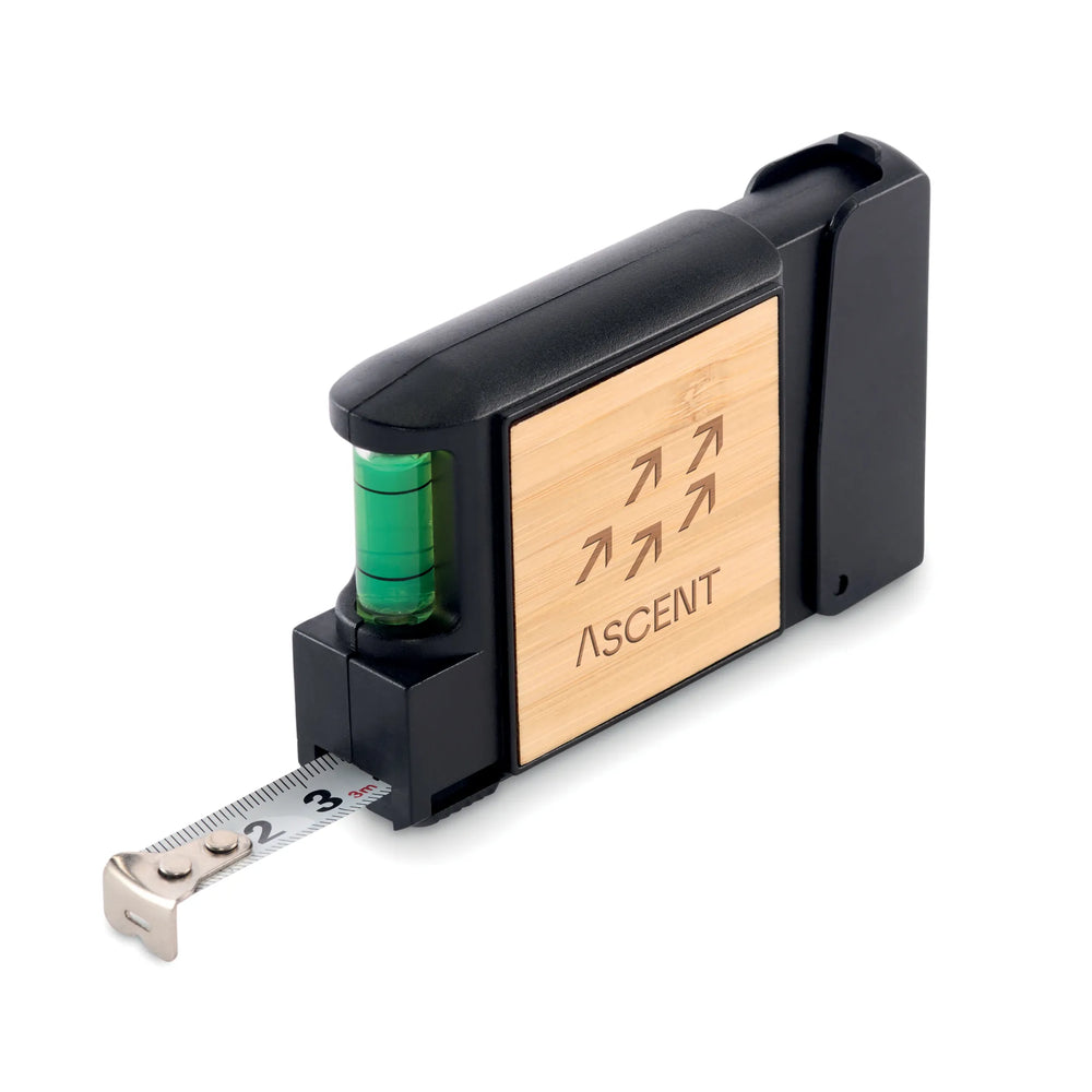 03 Rolmaat 3m bamboe met waterpas en bitset print 192533