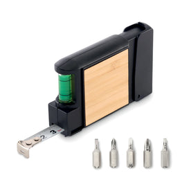 03 Rolmaat 3m bamboe met waterpas en bitset 192533