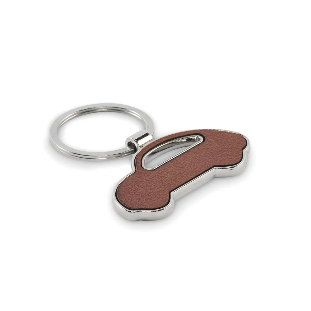 metalen autosleutelhanger pu leer bruin 192539