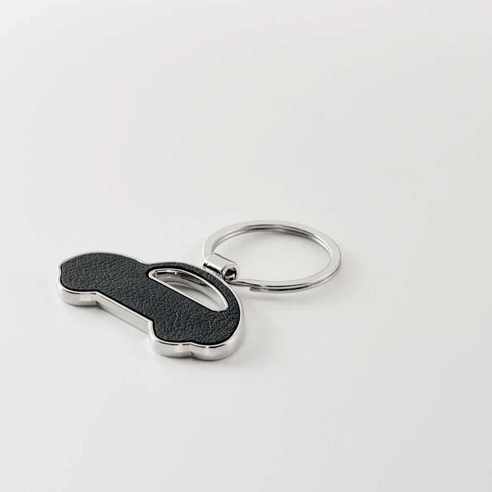 metalen autosleutelhanger pu leer zwart detail 192539