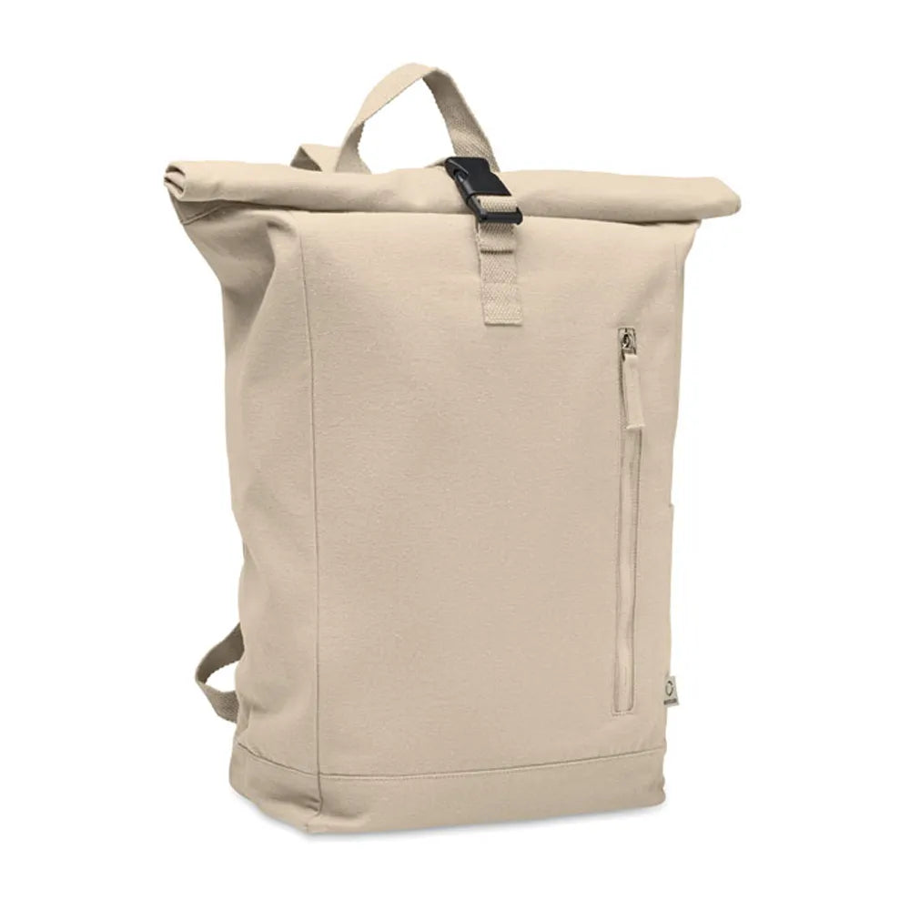 rolltop rugzak gerecycled katoen polyester beige side 2  192552