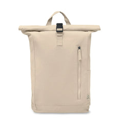 Rolltop Rugzak van Gerecycled Katoen en Polyester - Beige