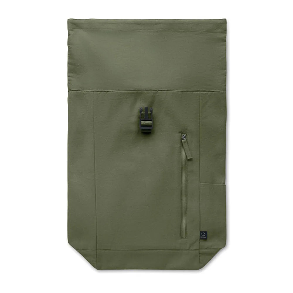rolltop rugzak gerecycled katoen polyester leger groen detail 192552