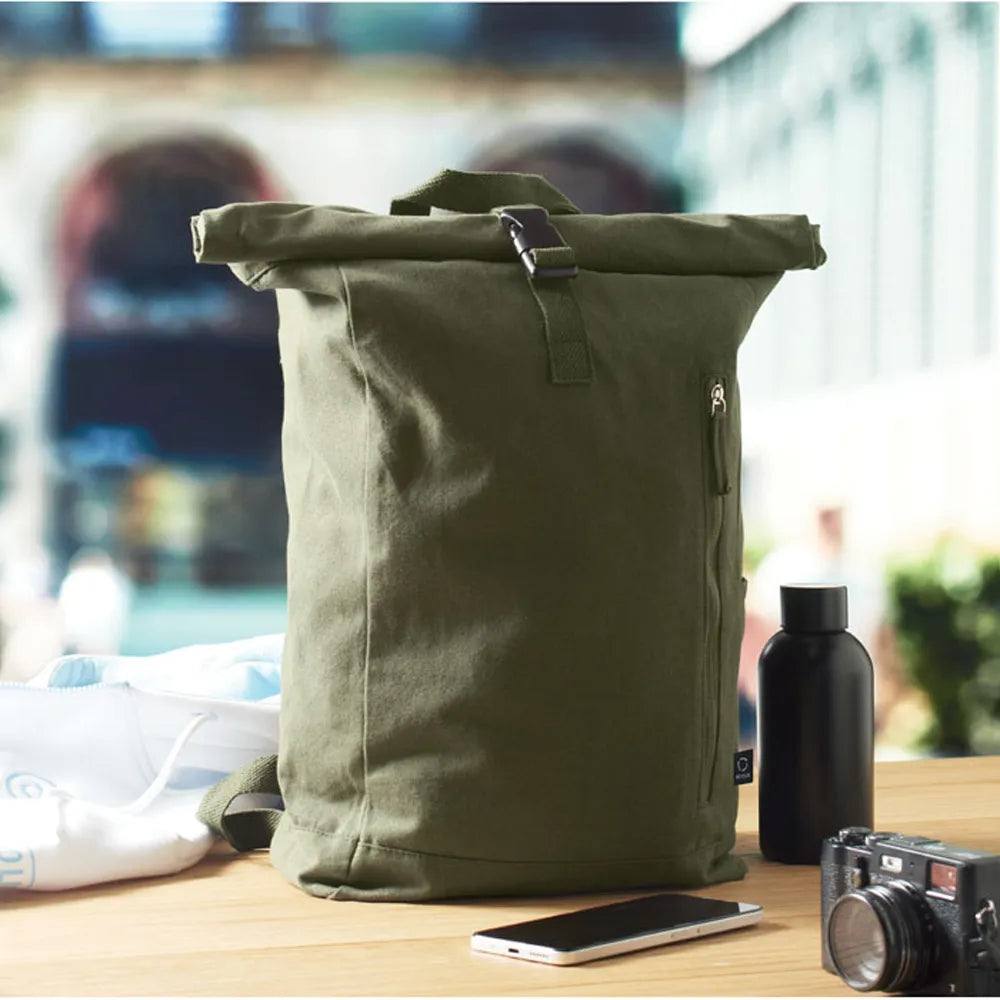 rolltop rugzak gerecycled katoen polyester leger groen sfeer foto2 192552
