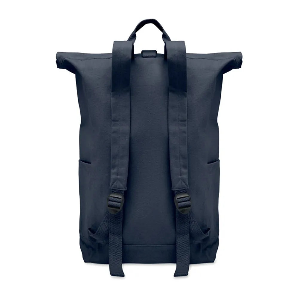 rolltop rugzak gerecycled katoen polyester navy achterkant 192552