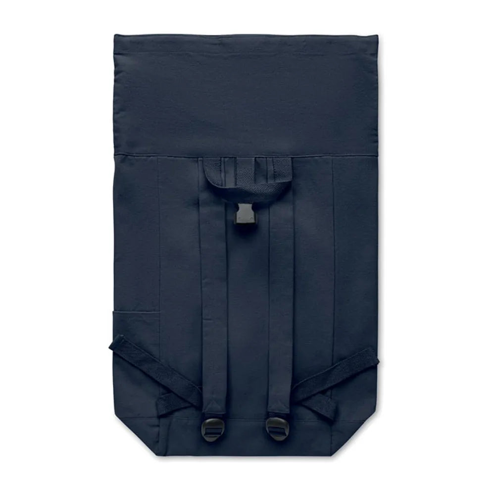 rolltop rugzak gerecycled katoen polyester navy detail 2 192552