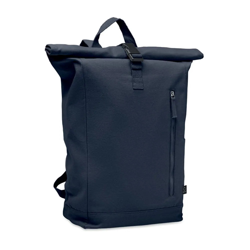 rolltop rugzak gerecycled katoen polyester navy voorkant 192552