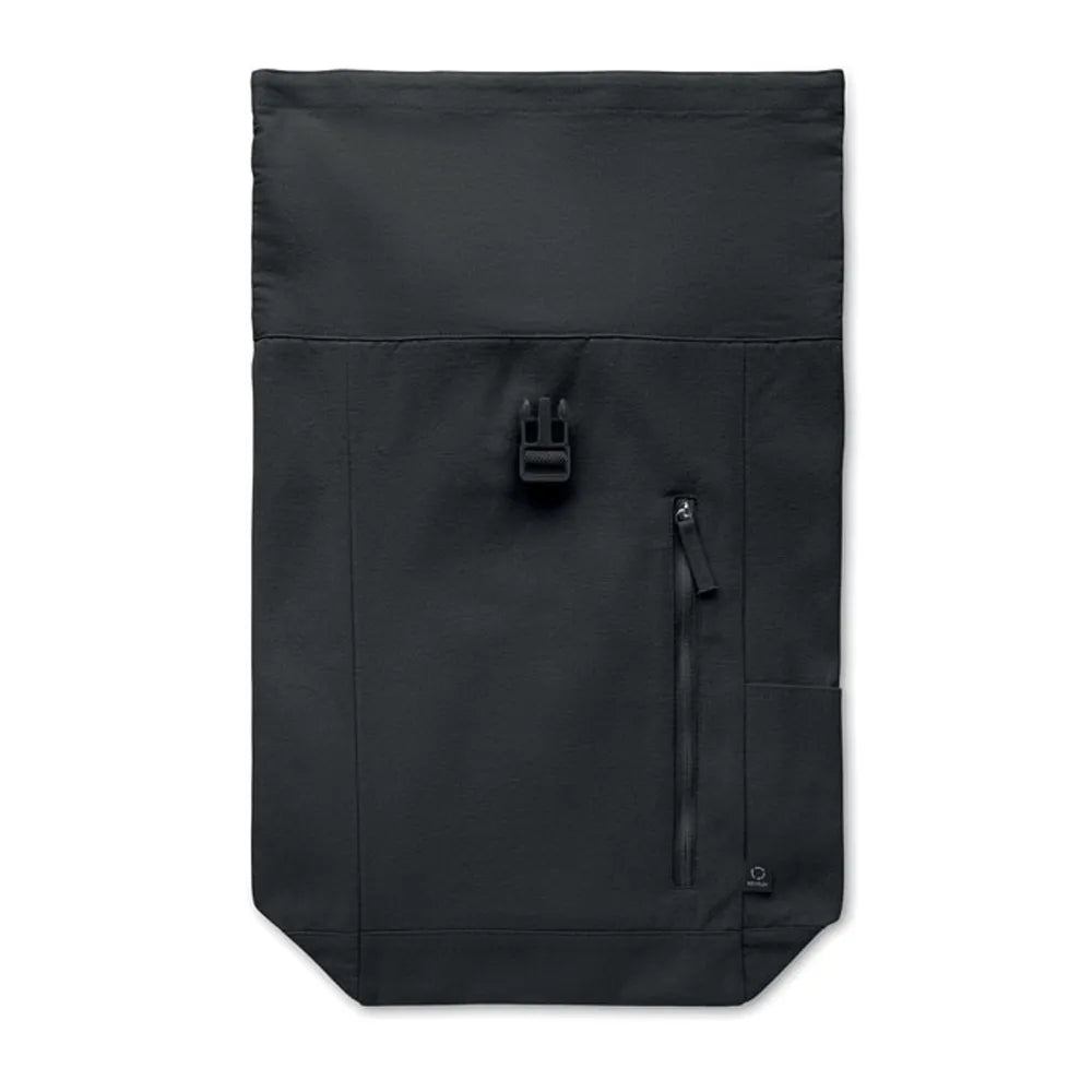 rolltop rugzak gerecycled katoen polyester zwart detail 192552