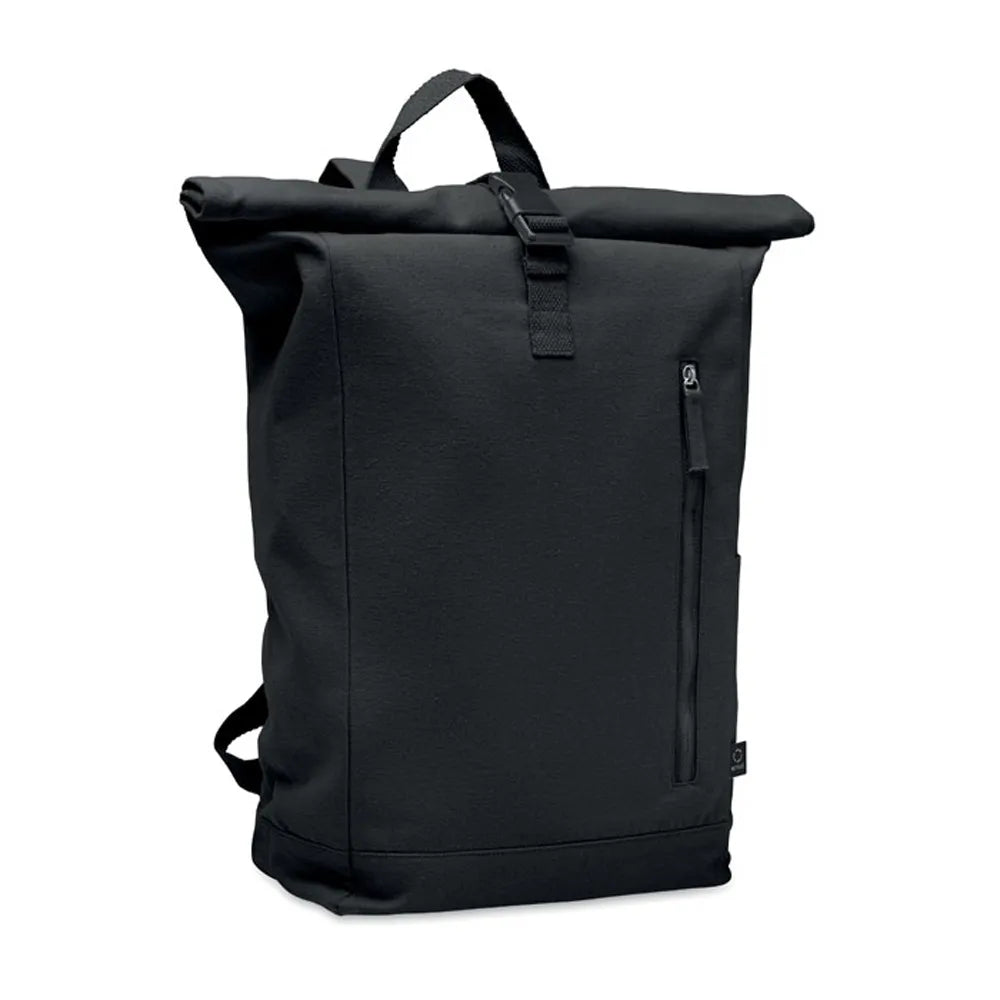 rolltop rugzak gerecycled katoen polyester zwart  voorkant2 192552