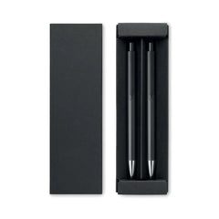 Pennenset van gerecycled aluminium met balpen en inktloze pen - Zwart