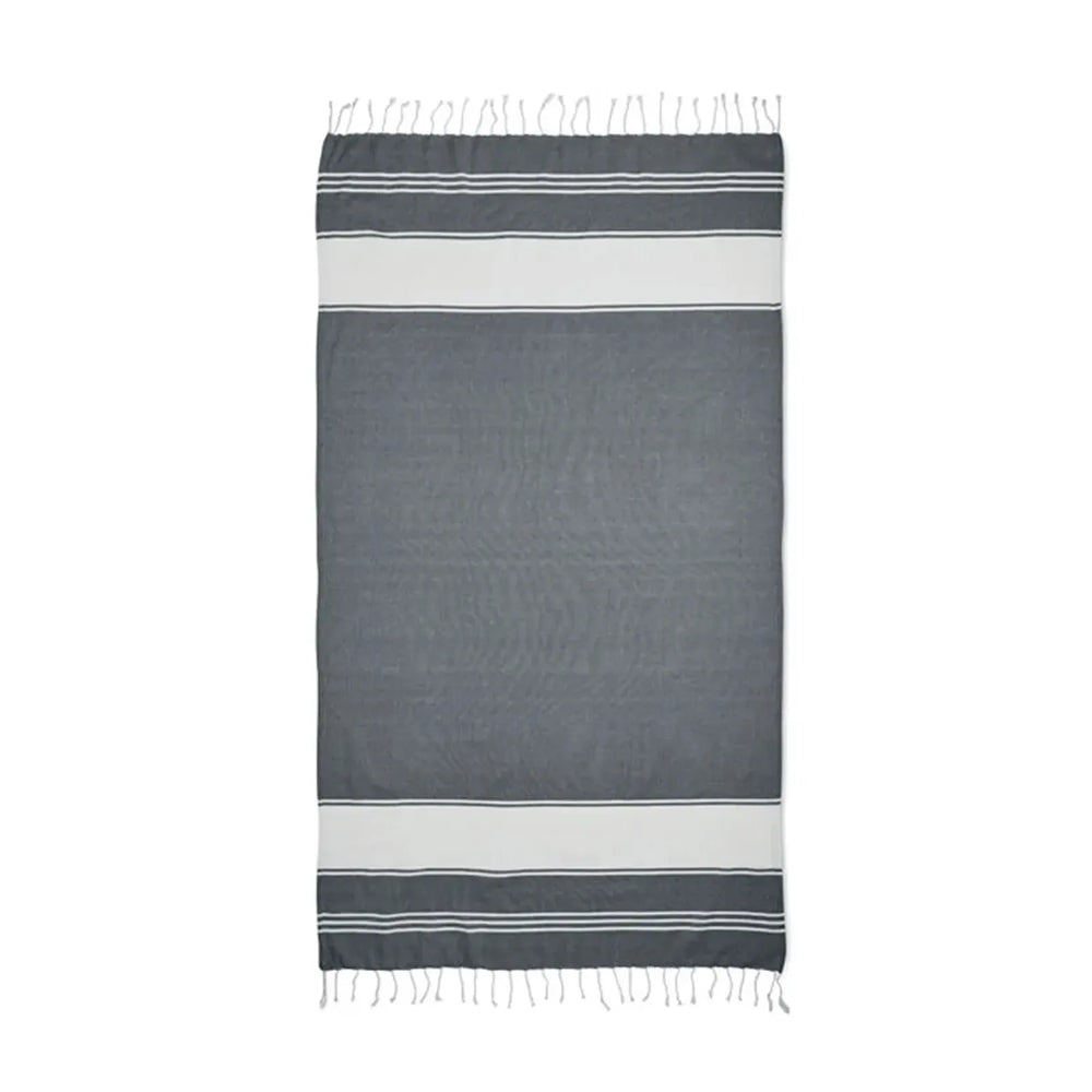 Hamamdoek met trekkoordtas van gerecycled materiaal, Blauw - 192584
