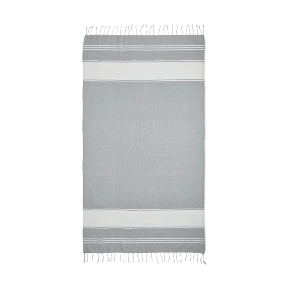 Hamamdoek met trekkoordtas van gerecycled materiaal, Grijs - 192584