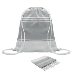 Hammam Strandhanddoek Set met Trekkoordtas van Gerecycled Materiaal - Grijs