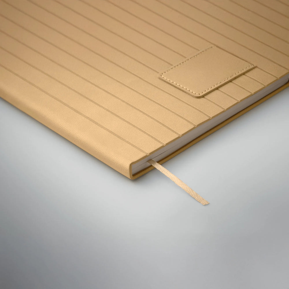 a5 notitieboek-smokey-pu gerecyclede kaft gelineerde paginas beige voorzijde details foto 192663