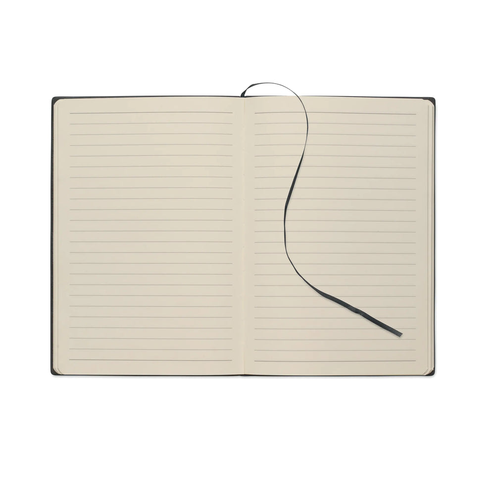 a5 notitieboek-smokey-pu gerecyclede kaft gelineerde paginas zwart open 192663