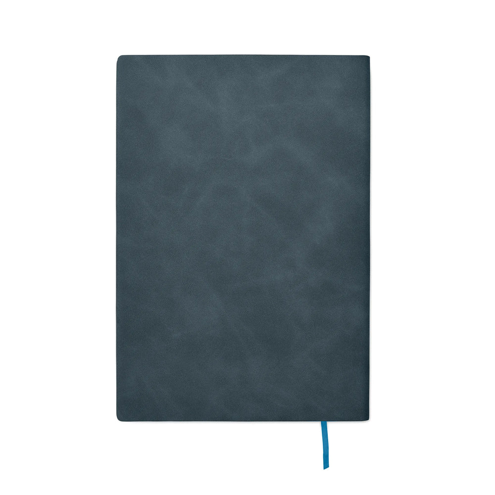 A5 notitieboek Smokey PU met gerecyclede kaft en gelinieerde pagina’s achterzijde, Blauw - 192663