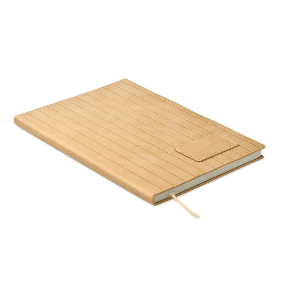 A5 notitieboek Smokey PU met gerecyclede kaft en gelinieerde pagina’s, Beige - 192663