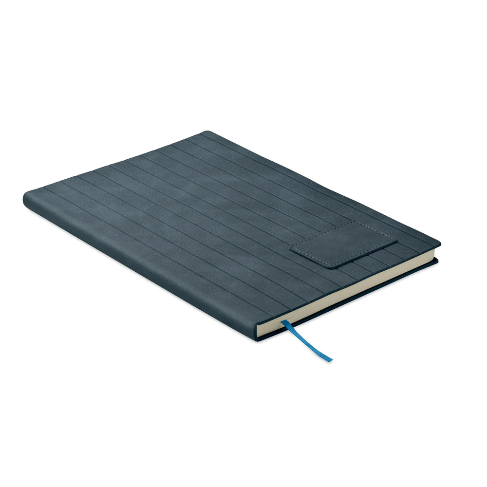 A5 notitieboek Smokey PU met gerecyclede kaft en gelinieerde pagina’s, Blauw - 192663