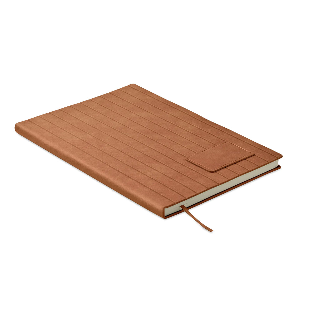 A5 notitieboek Smokey PU met gerecyclede kaft en gelinieerde pagina’s, Bruin - 192663
