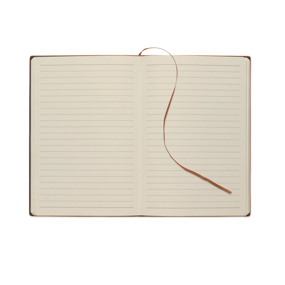 A5 notitieboek Smokey PU met gerecyclede kaft en gelinieerde pagina’s geopend, Crème - 192663