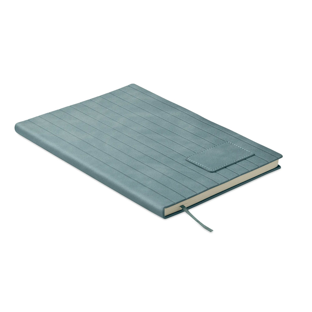 A5 notitieboek Smokey PU met gerecyclede kaft en gelinieerde pagina’s, Petrol - 192663