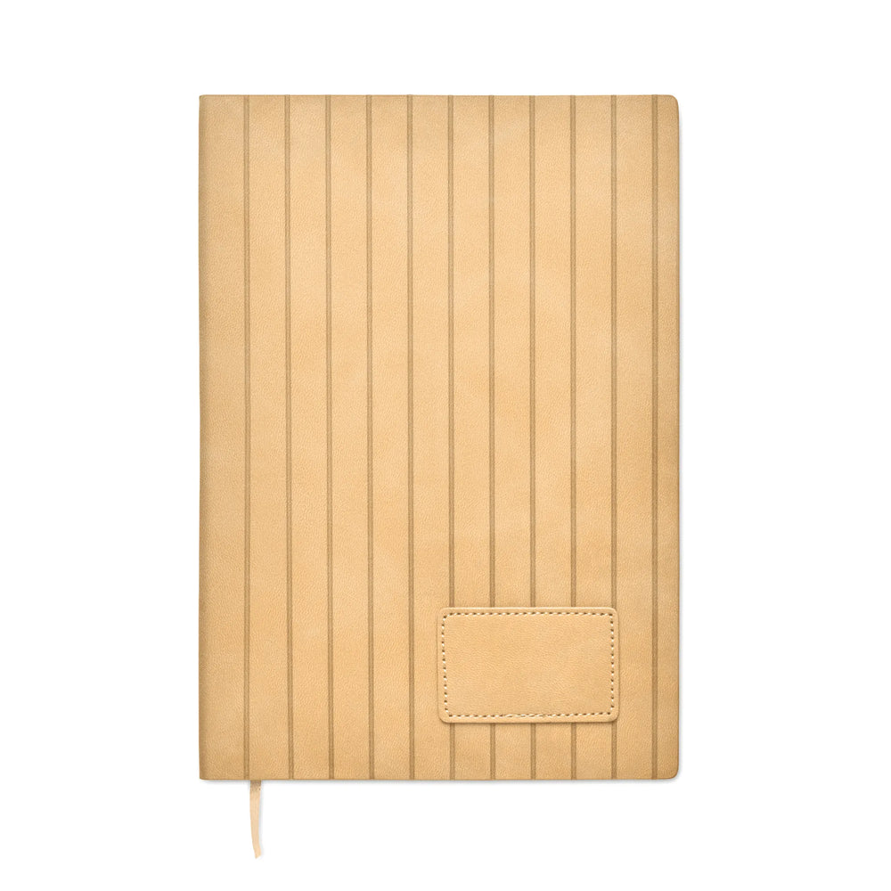 A5 notitieboek Smokey PU met gerecyclede kaft en gelinieerde pagina’s voorzijde, Beige - 192663